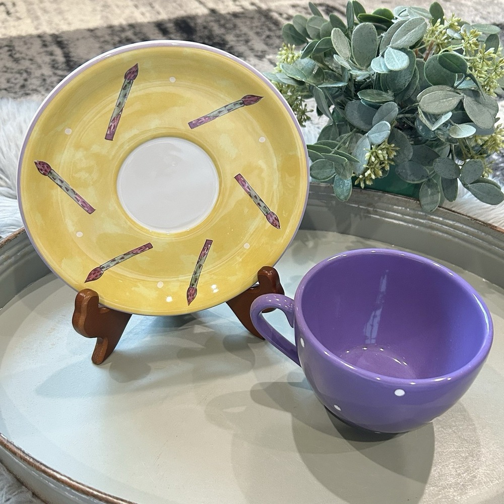 Bois D'Arc Tutti Fruitti‎ by Essex Collection Cup & Saucer Set- Asparagus Design